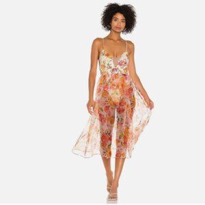 For Love & Lemons Peony Maxi Dress in Coral